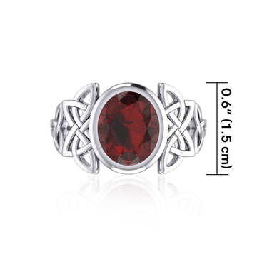 Silver Celtic Knotwork Ring with Extra Large Oval Gemstone TRI1911 - Jewelry